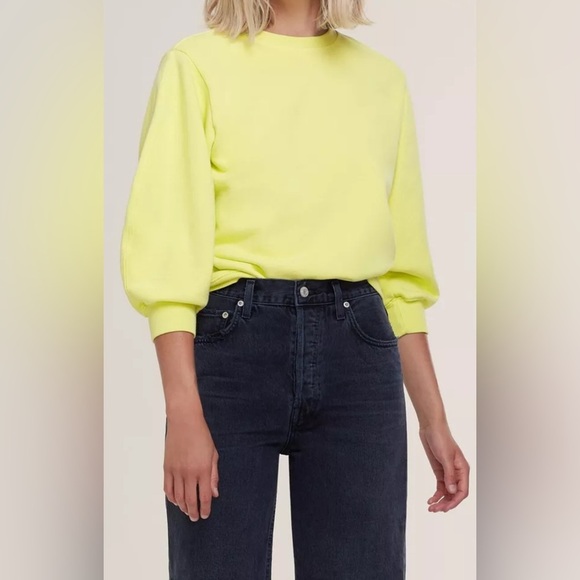 AGOLDE Thora 3/4 Sleeve Sweatshirt Yellow Size Small Tarte NWOT - Picture 1 of 6